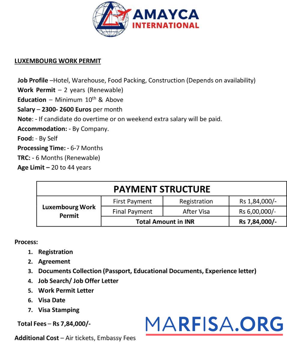 Downloadable Luxembourg international work permit real example